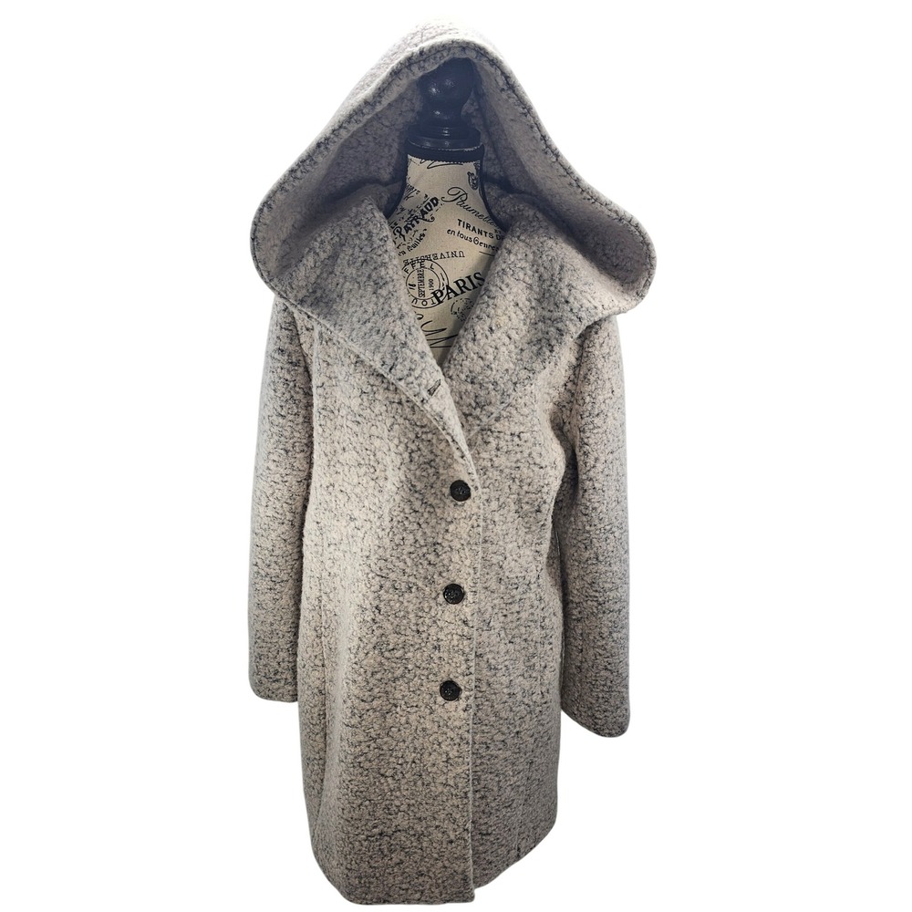 Cole Haan Signature Women's Textured Hooded Coat Size 12 Neutral Toned